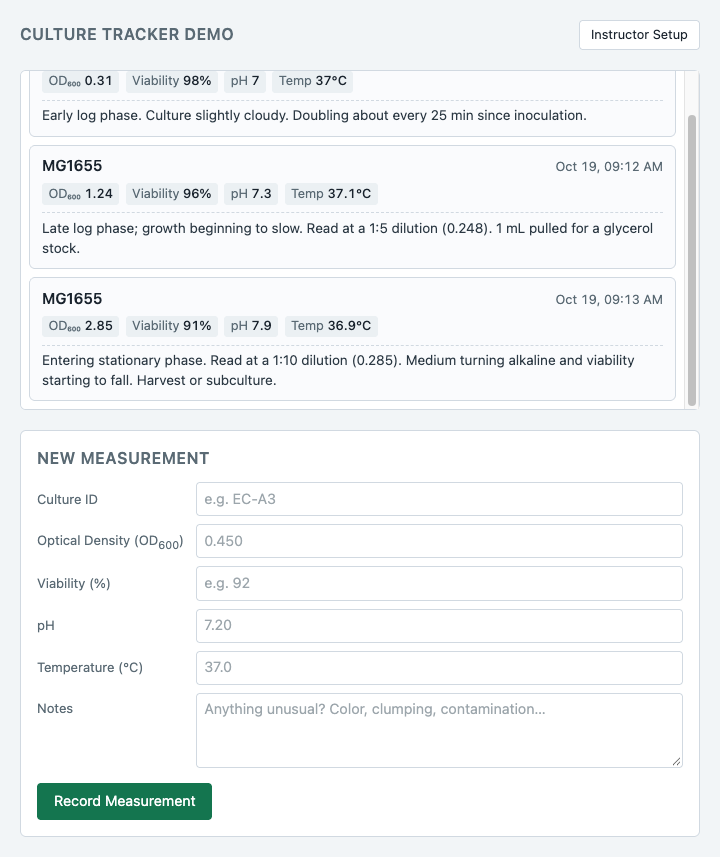 Screenshot: Culture Tracker